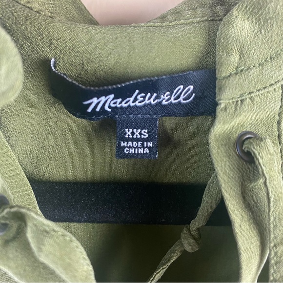Madewell Olive Green Silk Lace-up Blouse Top XXS - Picture 9 of 10